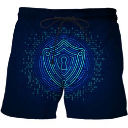 Men's Shorts Summer Short 3D Printed AI technology data pattern Men Street Pant Man's Swimming Trunks Quickdrying Elastic Waist 230625