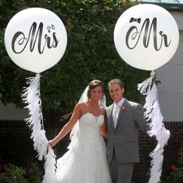 Party Decoration 18/36inch Round White Print Mr&Mrs Latex Foil Balloons Bride To Be Engaged Air Globos Marriage Wedding Ballons Decor