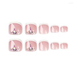 False Nails E74C Classical French Fake Toe Nail Tips Artificial Over Head Oval For Toes Fingers Art