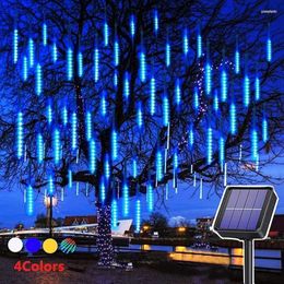 Strings LED Solar Meteor Shower Rain Light 50cm 288LED Christmas Icicle Snow Falling Garland Outdoor Raindrop LightLED