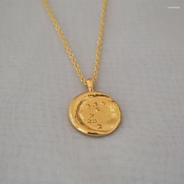Chains CMajor Gold Plated Brass Jewelry Moon Star Coin Disc Pendant Necklace For Women