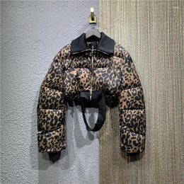 Women's Trench Coats European Goods Girl Short Leopard Print Coat Women's Winter Thickened Hand Plug Cotton Bread Jackets For Women