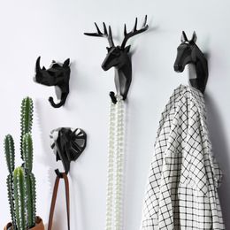 Hooks Rails Animal Head Resin Key Hook Decor Holder Clothing Deer Elephant Unicorn Rhinoceros Racks Coat Bag Hanger Cap Home Wall 230625