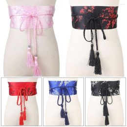 Belts Women Floral Printed Slim Fit Bowknot Corset Waistband Cummerbands Kimono Belt Wide Waist Band