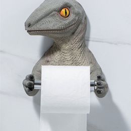 Bathroom Shelves Creative Dinosaur Toilet Paper Rack Storage Towel Holders Roll Barrel Punching Tissue Box 230625