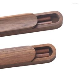 Chopsticks E56C Portable Eco-friendly Natural Black Walnut Reusable Storage For