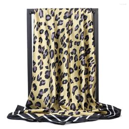 Scarves Leopard Print Silk Scarf For Women Square Shawls Ladies 90 Satin Neckerchief Hijab Headband Bandana