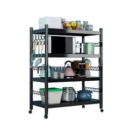 Wholesale 3 level kitchen shelving Floor to Floor Multi-layer microwave shelving with wheeled storage Multi-functional oven pot rack storage shelving