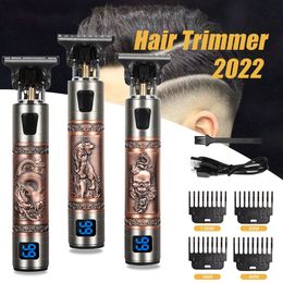 Electric Shavers Vintage T9 0MM Electric Cordless Hair Cutting Machine Professional Barber Trimmer For Men Clipper Shaver Beard free 230626