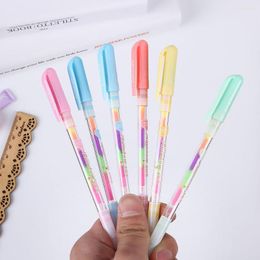 3/5PCs 6 In 1 Art Colourful Ink Highlighter Marker Gel Pen Colour Pens Rainbow Gouache