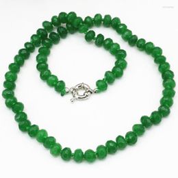 Chains 5 8mm Natural Stone Green Malaysia Chalcedony Jades Abacus Faceted Beads Choker Necklace For Women Chain Jewelry 18inch B3205