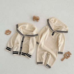 Rompers Milancel Spring Baby Rompers Sailor Collar Infanti in maglia Studi Brevi ragazze Outfit 230625