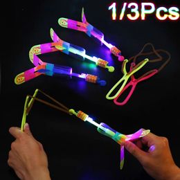 LED Light Sticks Shining Rocket Catapult Boys Kids Led Lighting Up Luminous Toy Elastic Helicopter Rotating Toy Quickly Fast Flying Games Gift 230625