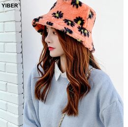 New Fashion Women Bucket Hat Faux Fur Fisherman Cap Multicolor Soft Warm Cloche Hats Winter Warm Outdoor Casual Fisherman Hat