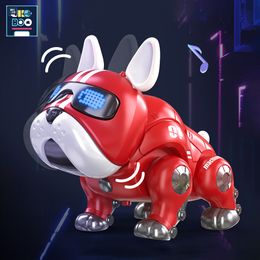 Electronic Pets UKBOO taneczna muzyka buldog robot inteligentny interaktywny pies z lekkimi zabawkami dla dzieci wczesna edukacja zabawka chłopcy dziewczyna 230625