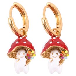 Makersland Mushroom Earrings Creative Design Fashion Cute Pendant Hanging Accessories Charm Jewellery For Women Drop Earrings