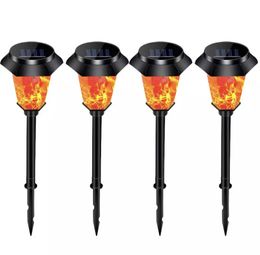 Solar Flame stake Light 12 LED fire station traffic solar light with hanger for outdoor garden patio pathway yard driveway