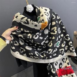 Scarves Designer Winter Scarf Women Warm Cashmere Shawl Wraps Thick Pashmina Blanket Leopard Print Bufandas Female