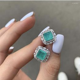 Stud Earrings Wholesale Cargemily Brand 925 Sterling Silver Paraiba Tourmaline Gemstone Birthstone Ear Studs Ladies Fine Jewelry