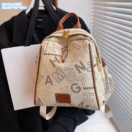 wholesale ladies shoulder bag 2 colors simple thick printed casual backpack college wind wear-resistant leather handbag double zipper bag fashion backpacks