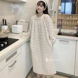 Women's Sleepwear Gowns For Ladies Terry Dressing Winter Flannel Thick Fleece Coral Large 4XL Legant One Piece Pyjamas