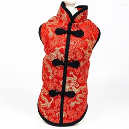 Dog Apparel Pet Festvial Clothes Cat Chinoiserie Cheongsam Year Chinese Traditional Costume Tang Suit High Quality