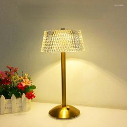 Table Lamps Crystal Diamond Retro Led Bar Desk Lamp USB Rechargeable Eye Protection Night Light For Bedroom El Office Wedding