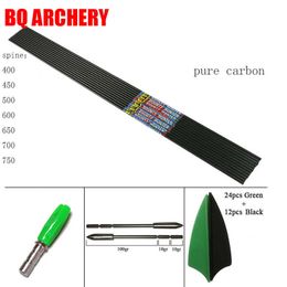 Bow Arrow 12pcs Pure Carbon Arrow 32inch ID3.2 Mm Pin Nock 120gr X10 Tips Spine 400-750 1.75inch Vanes Recurve Bow Longbow ShootingHKD230626