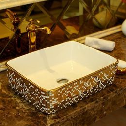 Rectangular Shape Jingdezhen ceramic sink wash basin Ceramic Counter Top Wash Basin Bathroom Sinks garden basingood qty Nhvit