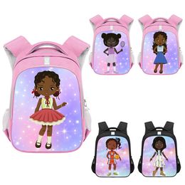 Backpacks Cartoon Afro Girl Children School Bags Africa Girls Rucksack Kids Daypack Teenager School Backpack Book Bag Student Schoolbags 230626