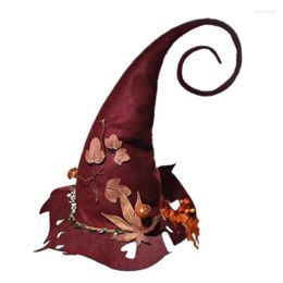 Berets Creative Halloween Hat Wizard W/ Beautiful Flower Decor Cosplay Party Witch Costume Accessories