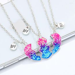 Pendant Necklaces Korean 3Pcs/set Peach Broken Heart For Girls 3 Ie Friendship BFF Friend Fashionable Jewellery Gifts