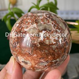 Rare Unique Fortune Money Coin Agate Sphere Decor Beautiful Indonesian Blood Stone Jasper Orb Healing Energy Natural Druzy Quartz Crystal Ball Reiki Abundance Gift