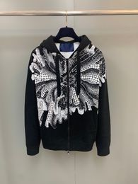 2023 new designer hoodie highquality flower print design US size stylish mens black knit hoodie