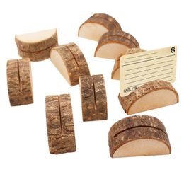 200Pcs/Lot Natural Wooden Table Number Stand Place Name Memo Card Holder Seat Folder Rustic Wedding Party Decoration