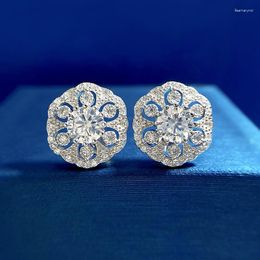 Stud Earrings Classic Round Cut Dazzing Lab Diamond 925 Sterling Silver Noble 10K White Gold Plated Ear Wedding Jewelry