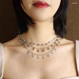 Choker Chokers Ins Hand Made Tassel Star Bells Female's On The Neck 316L Stainless Steel Clavicle Necklace For Teen Girls Party Bloo22