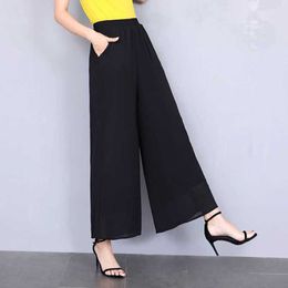 Chiffon Wide Leg harem slim Pants women plus sizes Summer Thin Mom Loose Casual Straight Crop Pants Large New Women's High Waist leggings