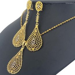 Necklace Earrings Set Jewelery Sets For Women Dubai Bridal Gold Plated Bridesmaid Gift Accessories