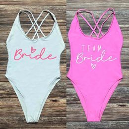 Women's Swimwear S-XXL Swimsuit Team Bride&Bride Female One-Piece Bathing Suit Women Bachelorette Party Monokini Beachwear Plus Size