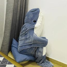 Blankets Wearable Blanket Hoodie Home Sleeping Shark Tail Animal Bag Multiuse Nap For Kids 230626