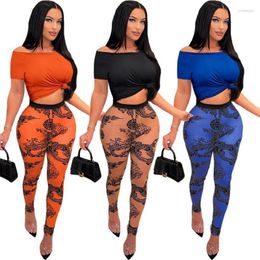 Outerwear Women's Plus Size & Coats Track Suit Outfits Two Piece Pants Set Summer Drop Shoulder T Shirt Sports Leggings For