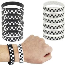 Party Decoration 5pcs 2.56 Inch Racing Flag Rubber Bracelets Chequered Wristbands Race Car Theme Decorations