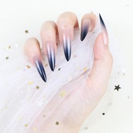 False Nails 24 Pcs Wearing Nail Art Long Gradient Pointed Finished Patches Almond Water Drops