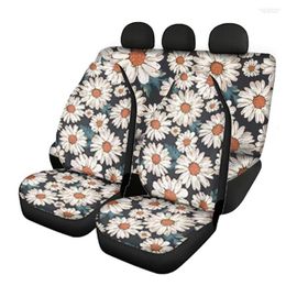 Car Seat Covers INSTANTARTS Small Daisy Printing Full Set Women Anti-Slip Universal Front/Back Thick Accessories