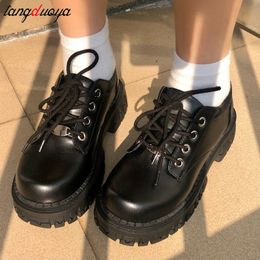 Dress Shoes Loafers platform shoes Black Vintage Shoe Comfortable Lace Up Oxford women's Lolita platforms heels 230625