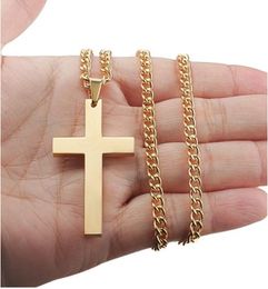 Pretty Gold Necklace Chain Jewelry Cross Pendant Link Chain Necklace Statement Charm Jewelry Black Silver Gold Plated Cross Neckla