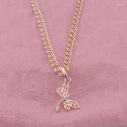 Pendant Necklaces FJ Women Girls 585 Rose Gold Colour Light Small Crystal Dragonfly Necklace