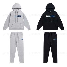 Trapstar Tracksuit Men Sweater Trousers Sets Blue-white Letters Towel Embroidery Padded Sweatshirt With Pants TRAPSTAR Tracksuits Suit