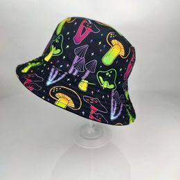 Beanies Men's Fluorescent Mushroom Foldable Reversible Visor Windproof Street Bucket Hat